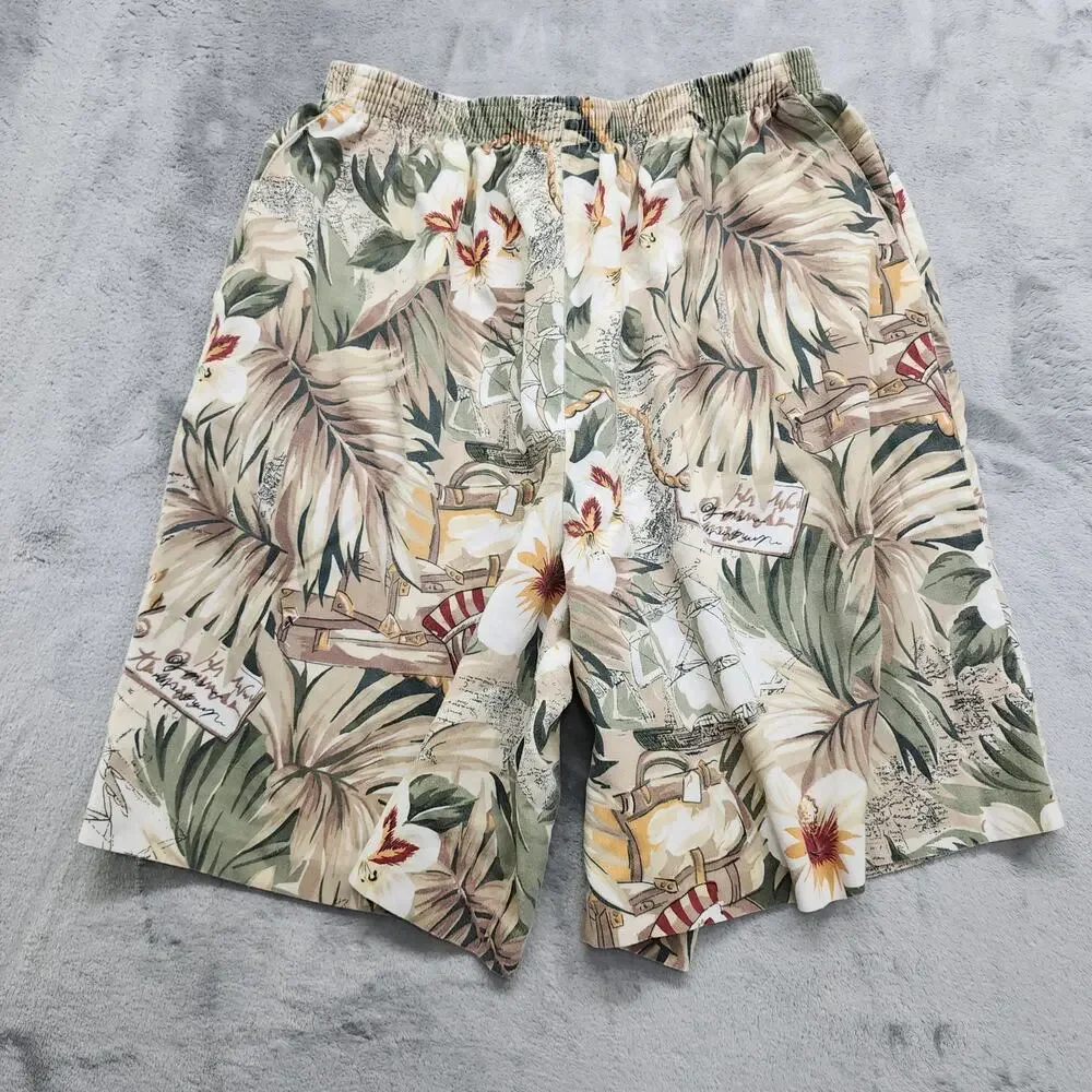 Vintage Alfred Dunner‎ Shorts Womens 12 PETITE Floral Tropical Pull On Loose Fit